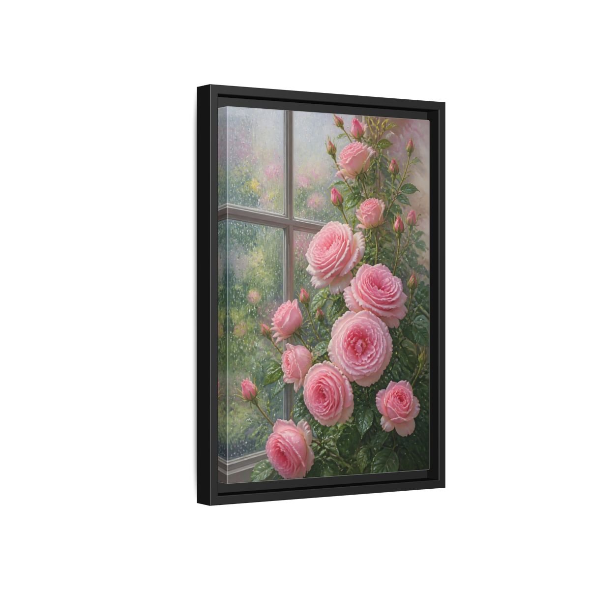 Floral Pink Roses Framed Canvas Print – Living Room, Above Fireplace - YesArtYes