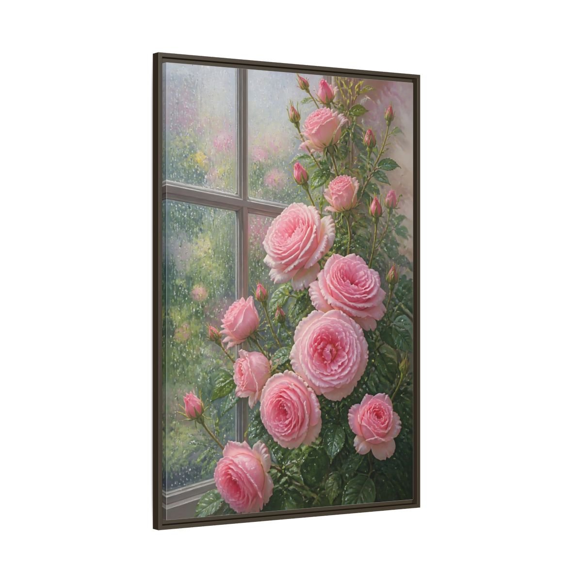 Floral Pink Roses Framed Canvas Print – Living Room, Above Fireplace - YesArtYes