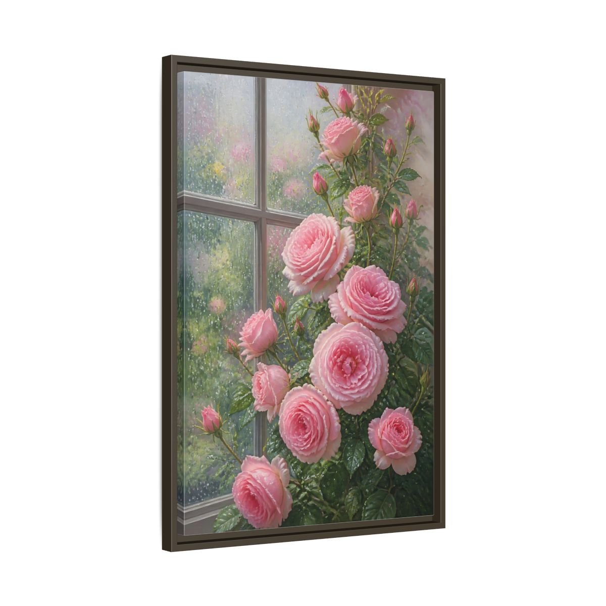 Floral Pink Roses Framed Canvas Print – Living Room, Above Fireplace - YesArtYes