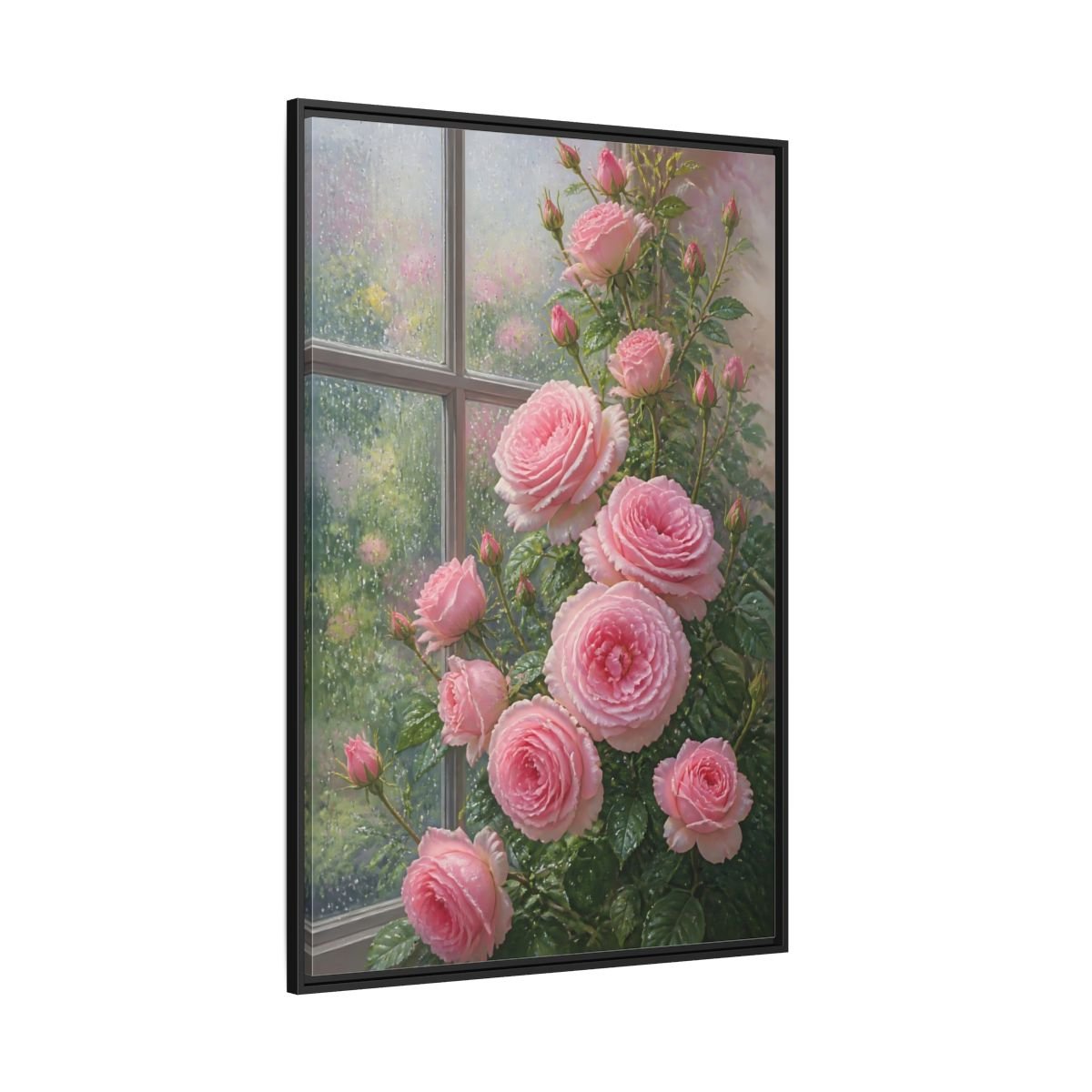 Floral Pink Roses Framed Canvas Print – Living Room, Above Fireplace - YesArtYes