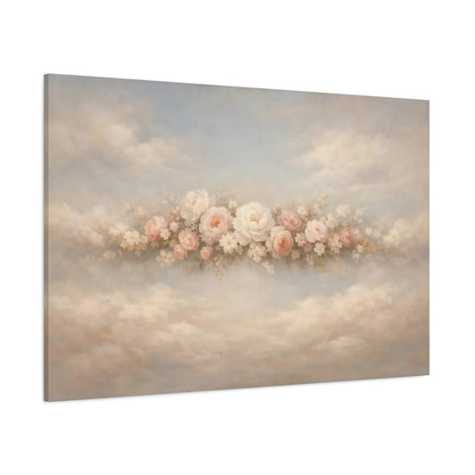 Main Mockup. Floral Pink Roses Pink Pastel Floral shown as stretched canvas wall art