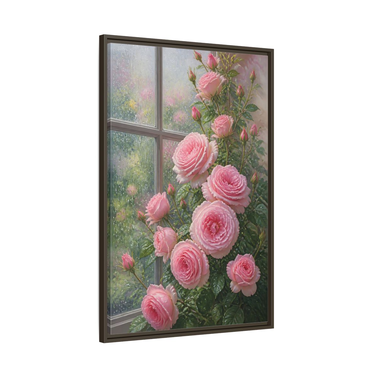 Main Mockup. Floral Pink Roses Pink Roses shown as framed canvas print