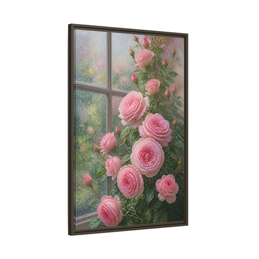Main Mockup. Floral Pink Roses Pink Roses shown as framed canvas print