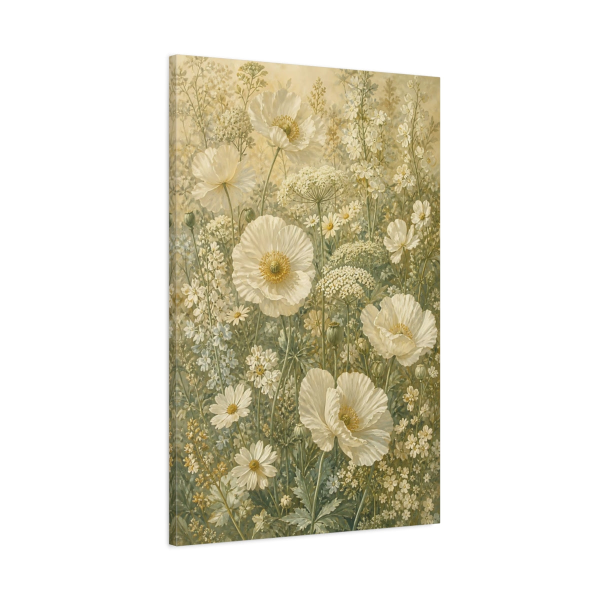 Main Mockup. Floral Poppies White Floral shown as canvas print