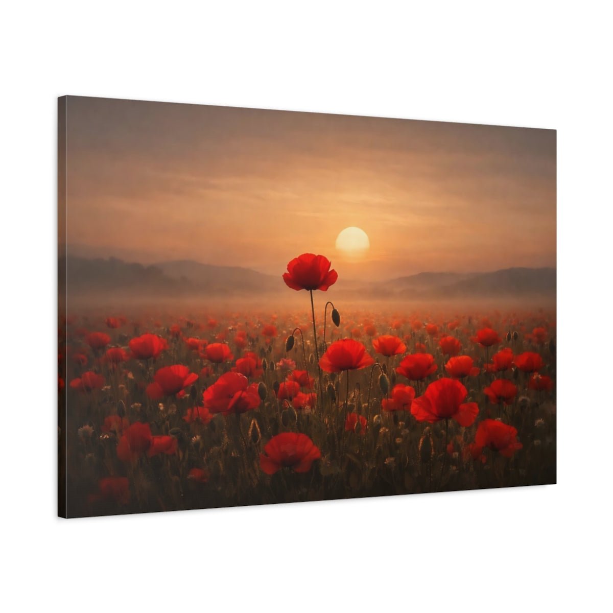 Floral Poppy Field Red - Canvas Wall Art Print - YesArtYes
