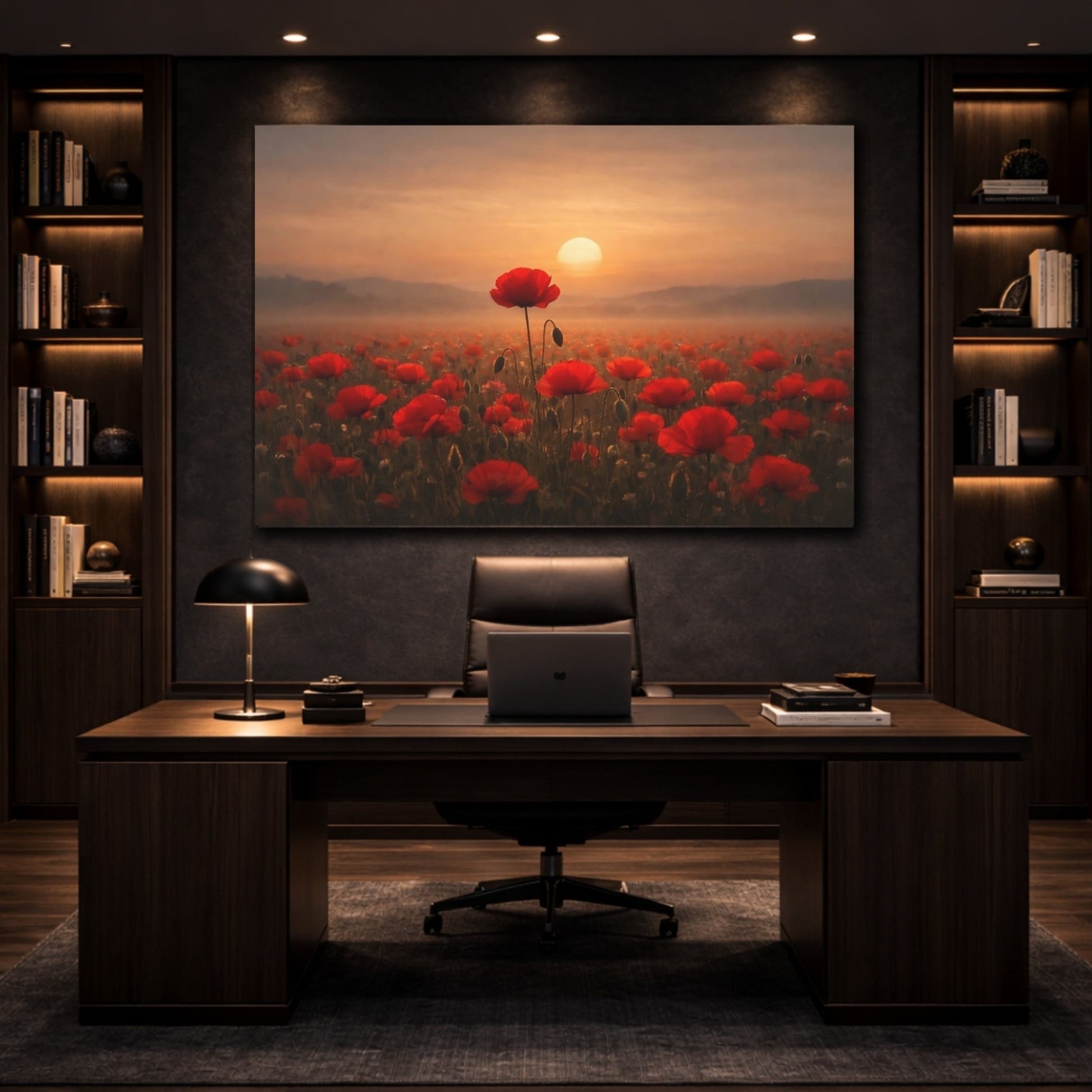 Floral Poppy Field Red - Canvas Wall Art Print - YesArtYes
