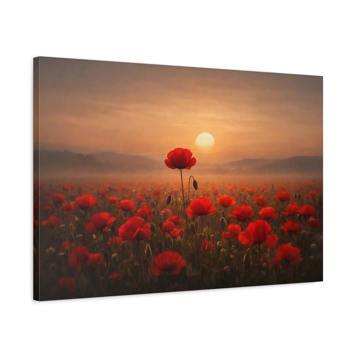 Floral Poppy Field Red - Canvas Wall Art Print - YesArtYes