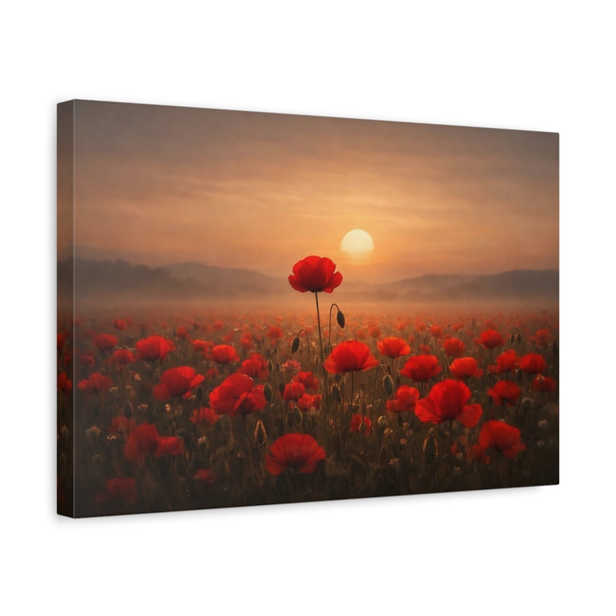 Floral Poppy Field Red - Canvas Wall Art Print - YesArtYes