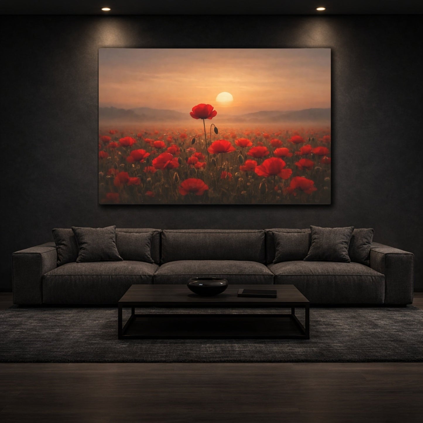 Floral Poppy Field Red - Canvas Wall Art Print - YesArtYes
