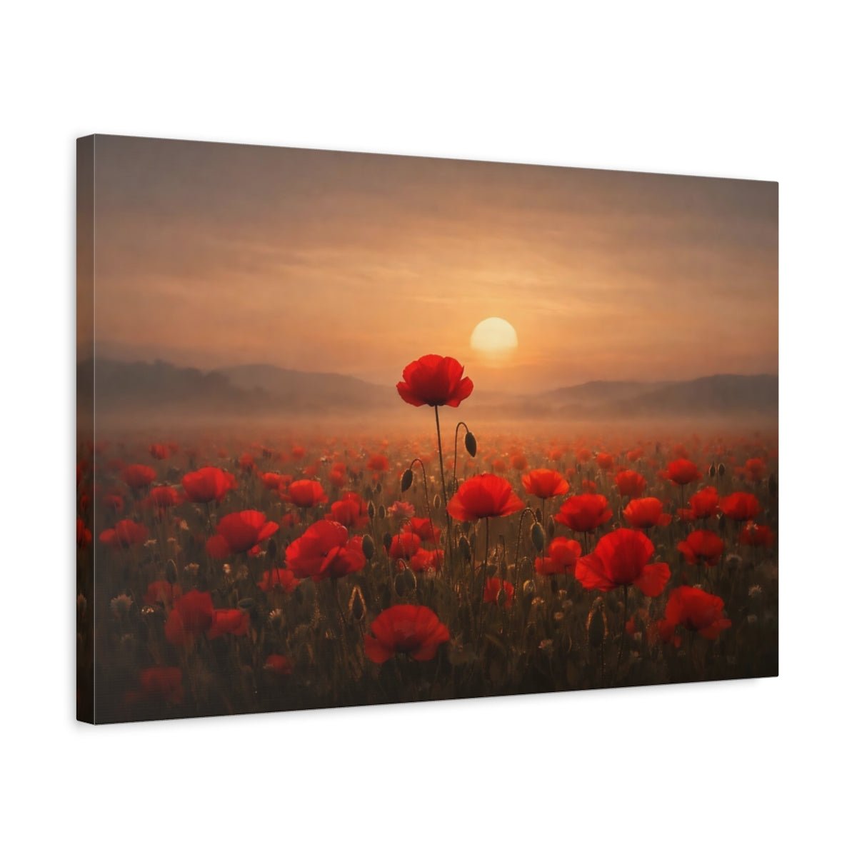 Floral Poppy Field Red - Canvas Wall Art Print - YesArtYes