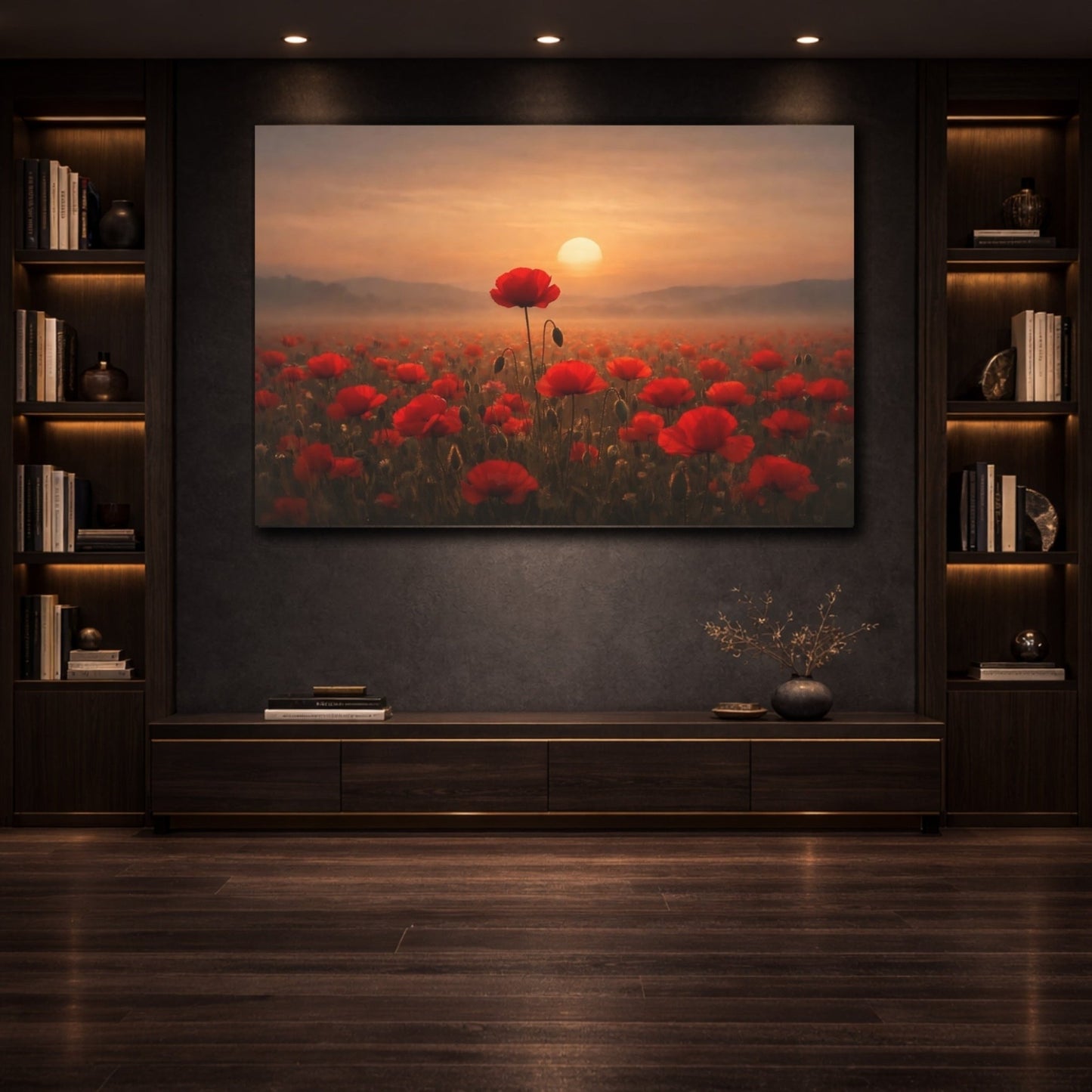Floral Poppy Field Red - Canvas Wall Art Print - YesArtYes