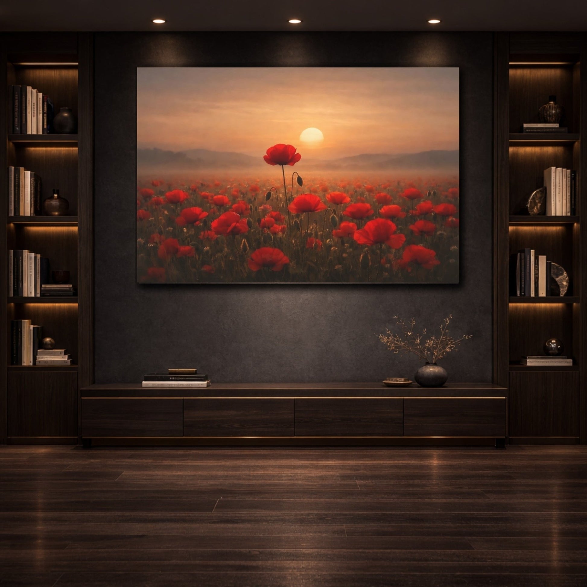 Floral Poppy Field Red - Canvas Wall Art Print - YesArtYes