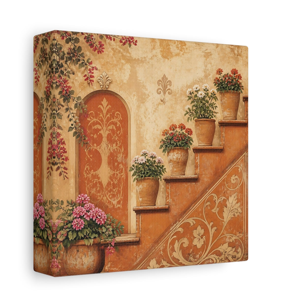 Side Mockup 2. Floral Potted Flowers Rustic Potted Flowers shown as stretched canvas wall art