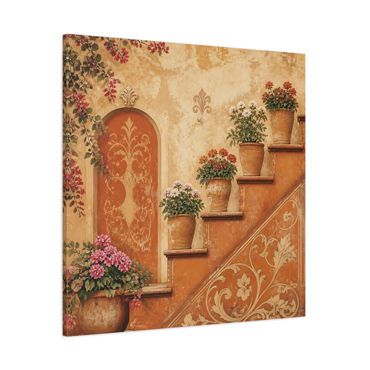 Side Mockup 1. Floral Potted Flowers Rustic Potted Flowers shown as stretched canvas wall art