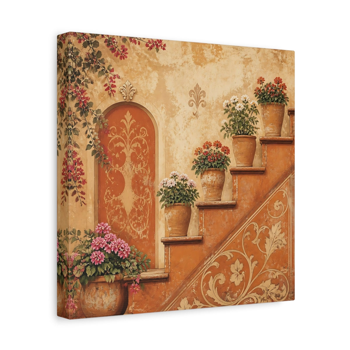 Side Mockup 8. Floral Potted Flowers Rustic Potted Flowers shown as stretched canvas wall art