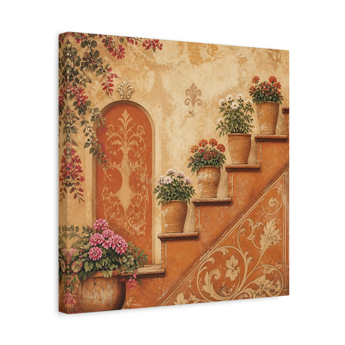 Side Mockup 6. Floral Potted Flowers Rustic Potted Flowers shown as stretched canvas wall art