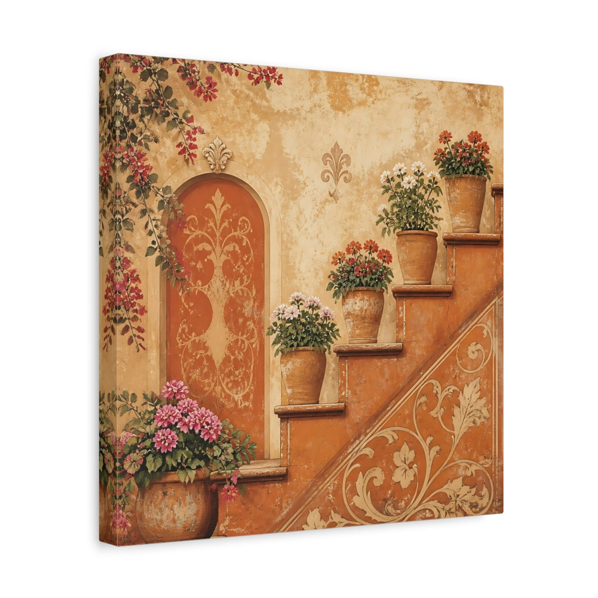 Side Mockup 7. Floral Potted Flowers Rustic Potted Flowers shown as stretched canvas wall art