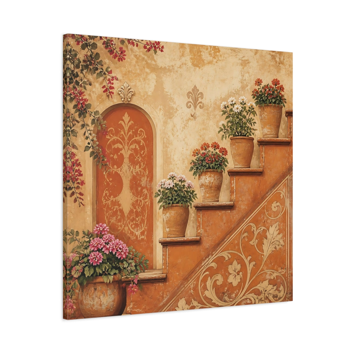 Main Mockup. Floral Potted Flowers Rustic Potted Flowers shown as stretched canvas wall art