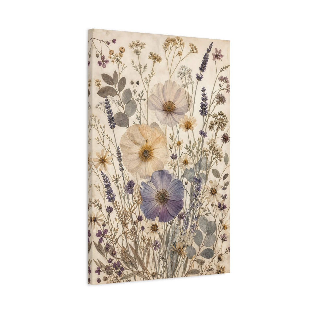 Side Mockup 2. Floral Pressed Flowers Pressed Floral shown as stretched canvas wall art