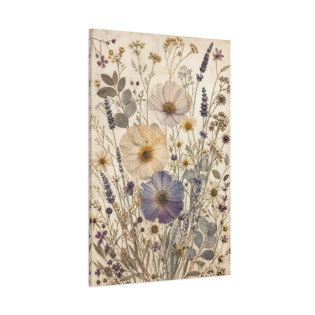 Side Mockup 1. Floral Pressed Flowers Pressed Floral shown as stretched canvas wall art