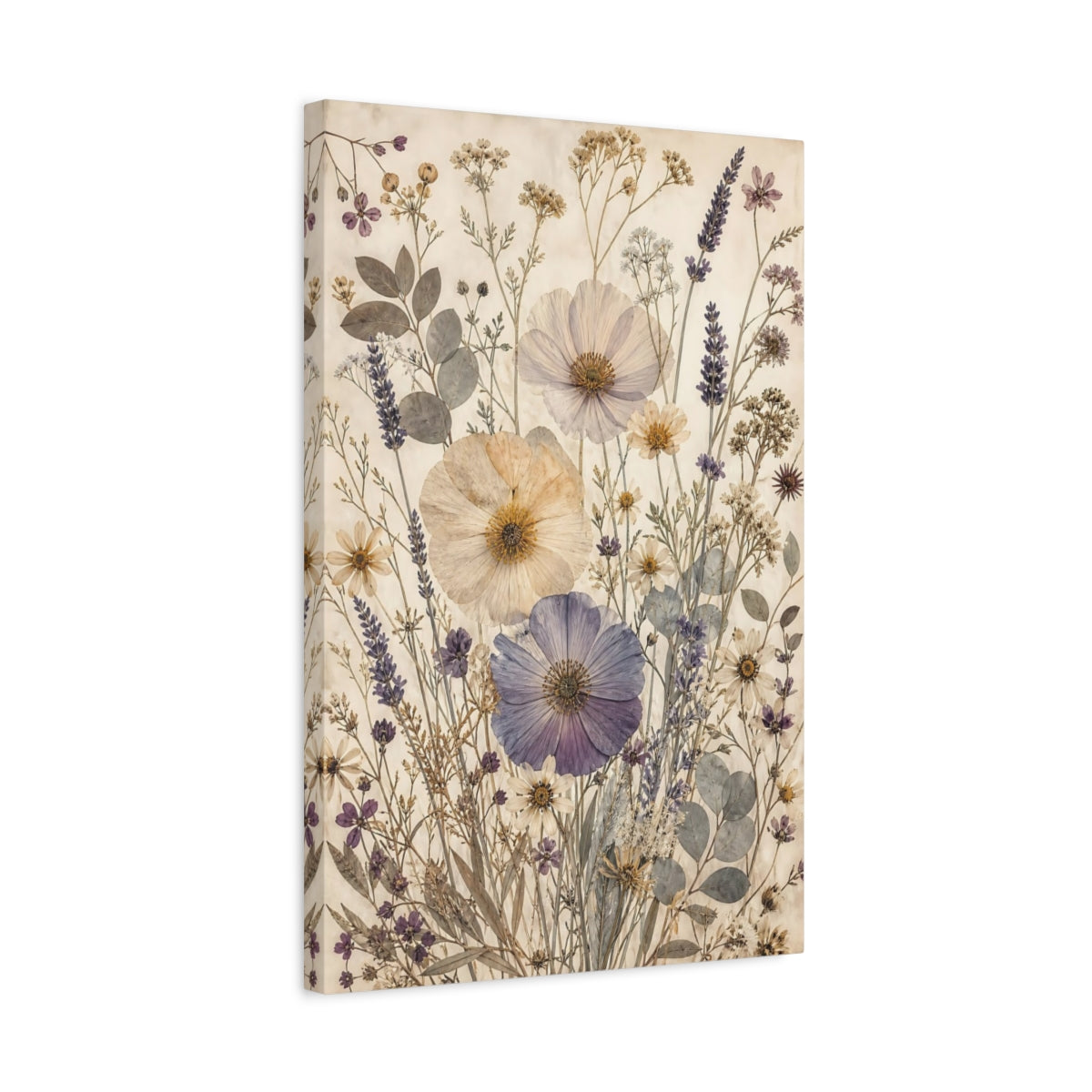 Side Mockup 3. Floral Pressed Flowers Pressed Floral shown as stretched canvas wall art