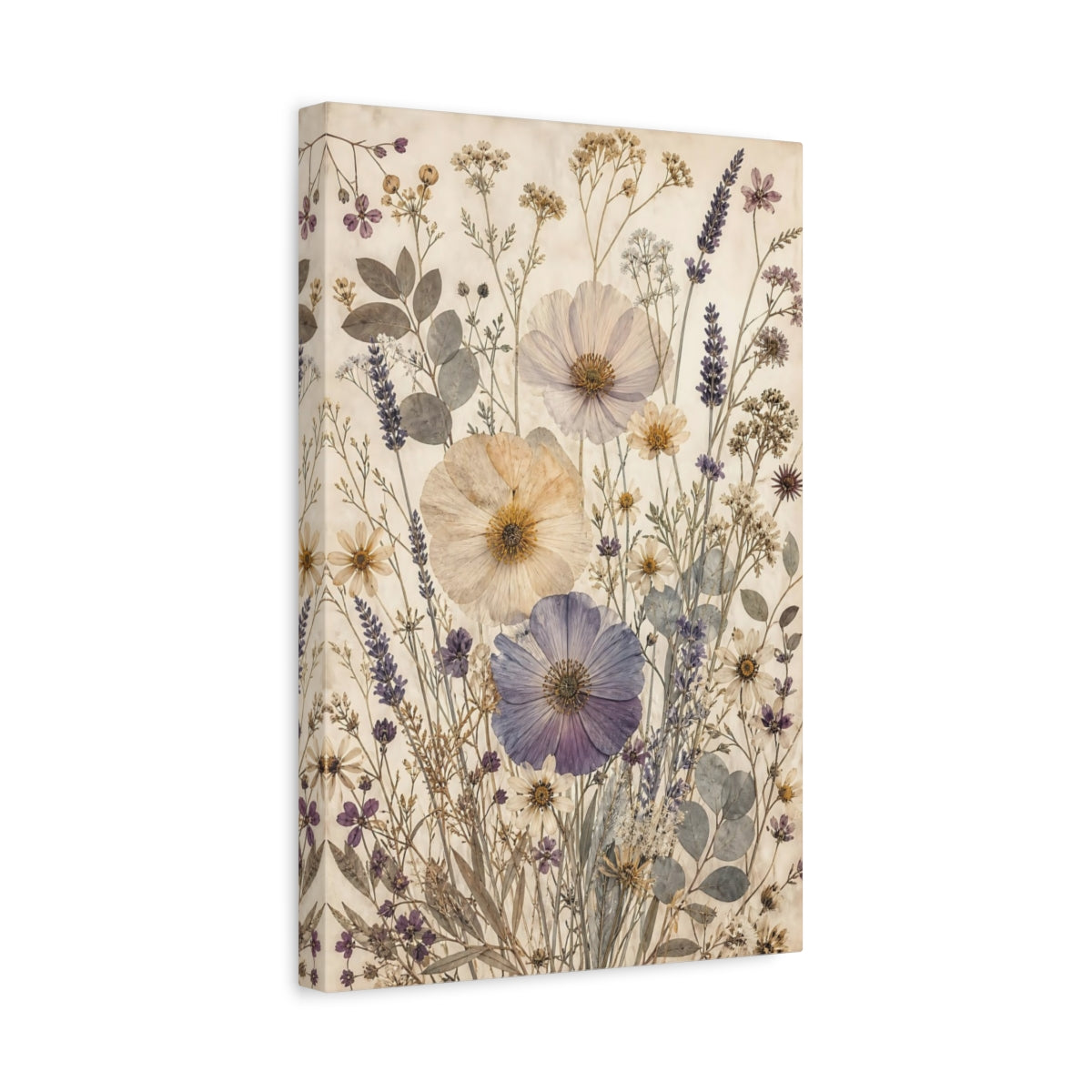 Side Mockup 4. Floral Pressed Flowers Pressed Floral shown as stretched canvas wall art