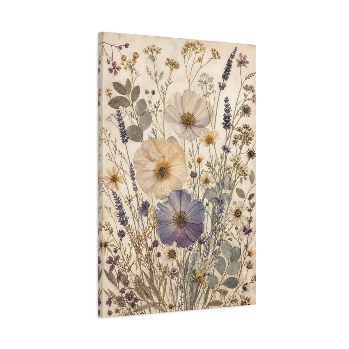 Main Mockup. Floral Pressed Flowers Pressed Floral shown as stretched canvas wall art