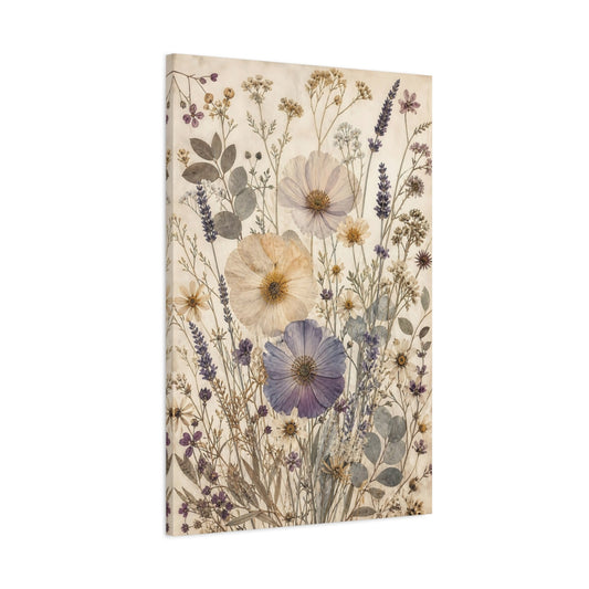 Main Mockup. Floral Pressed Flowers Pressed Floral shown as stretched canvas wall art