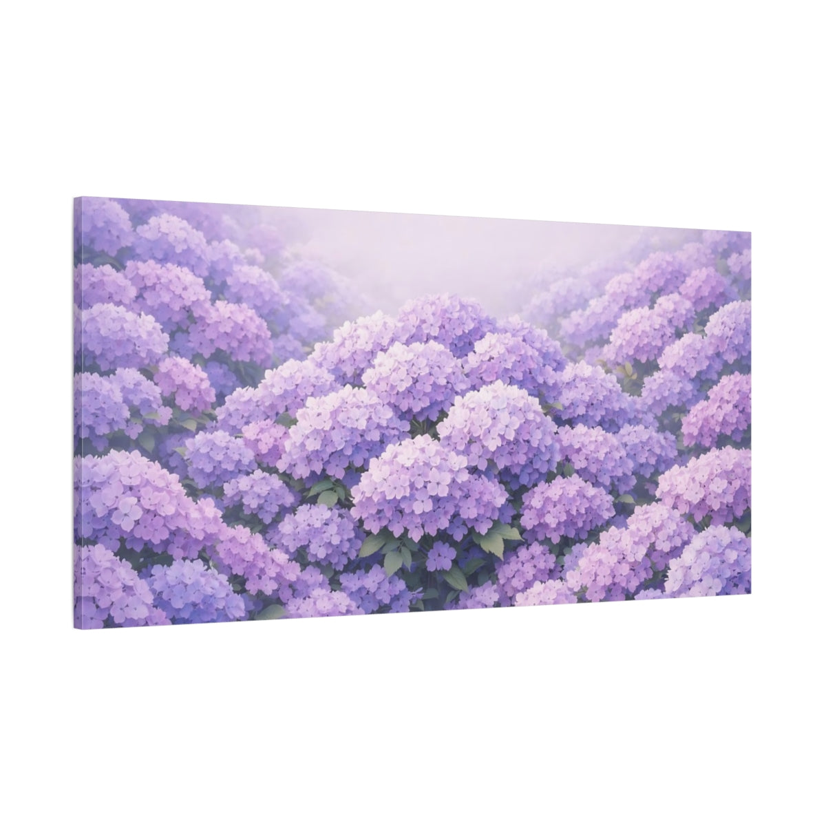 Main Mockup. Floral Purple Hydrangeas Purple Hydrangea shown as stretched canvas wall art