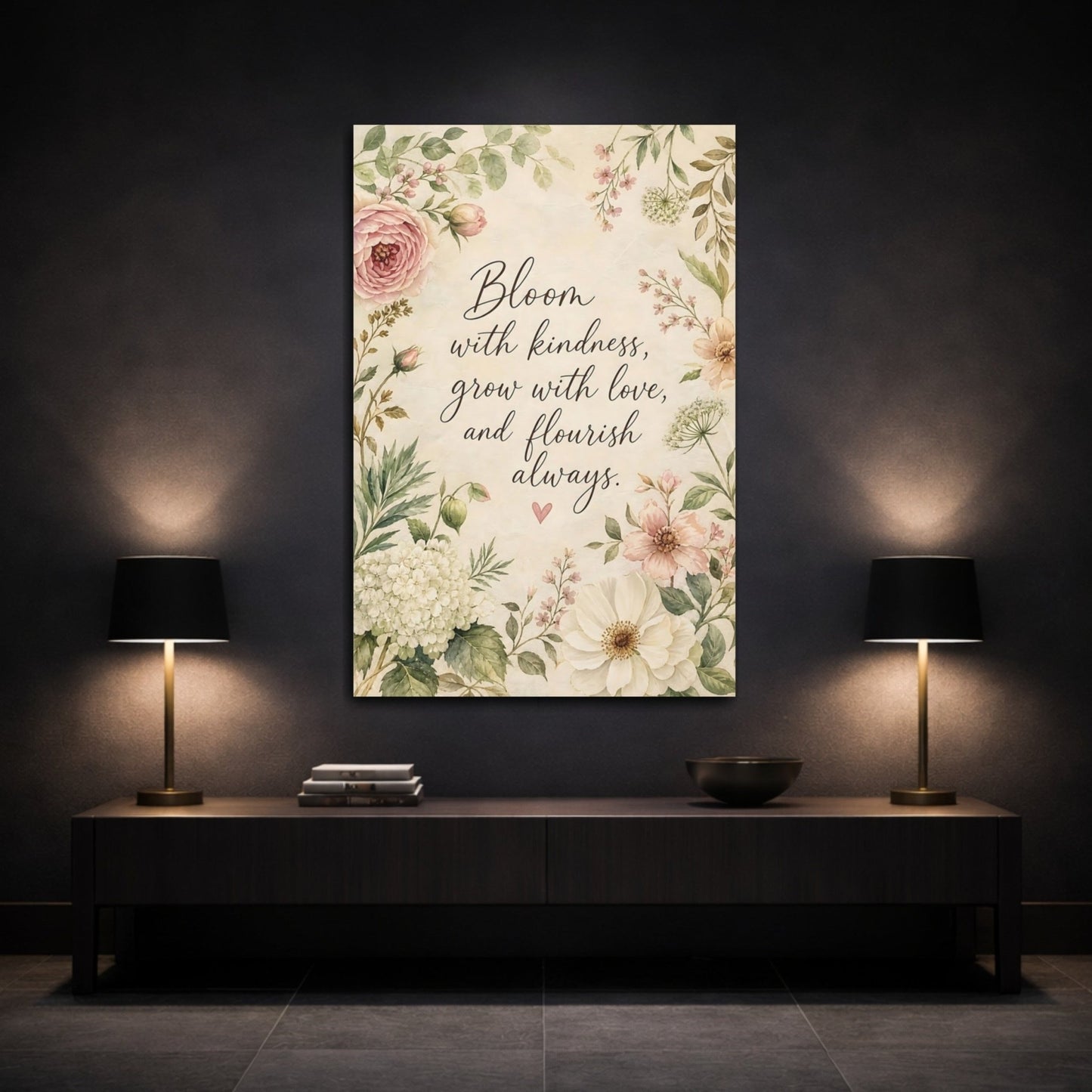 Floral Quote Pastel Canvas Wall Art Print – Living Room Decor, Above Sofa - YesArtYes
