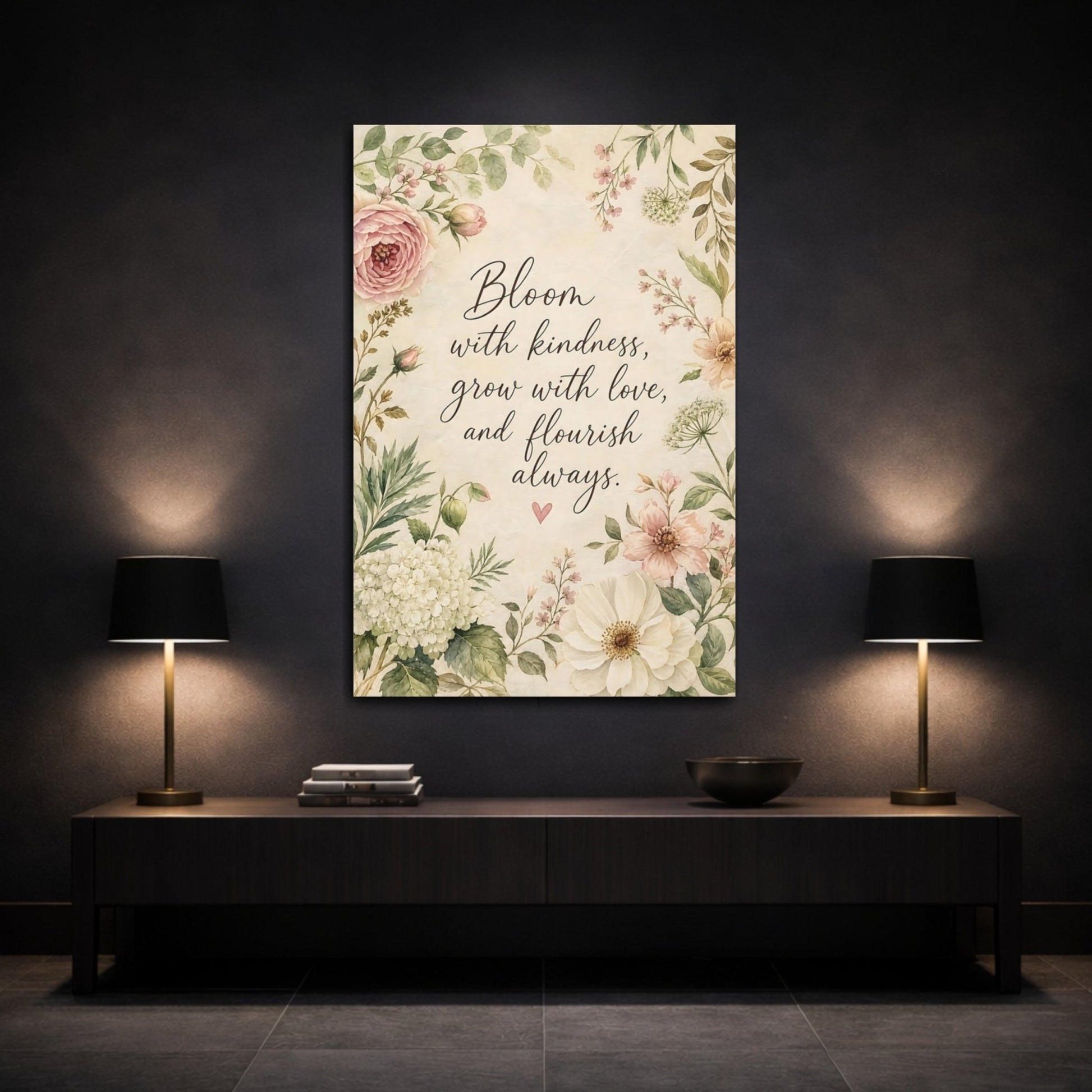 Floral Quote Pastel Canvas Wall Art Print – Living Room Decor, Above Sofa - YesArtYes