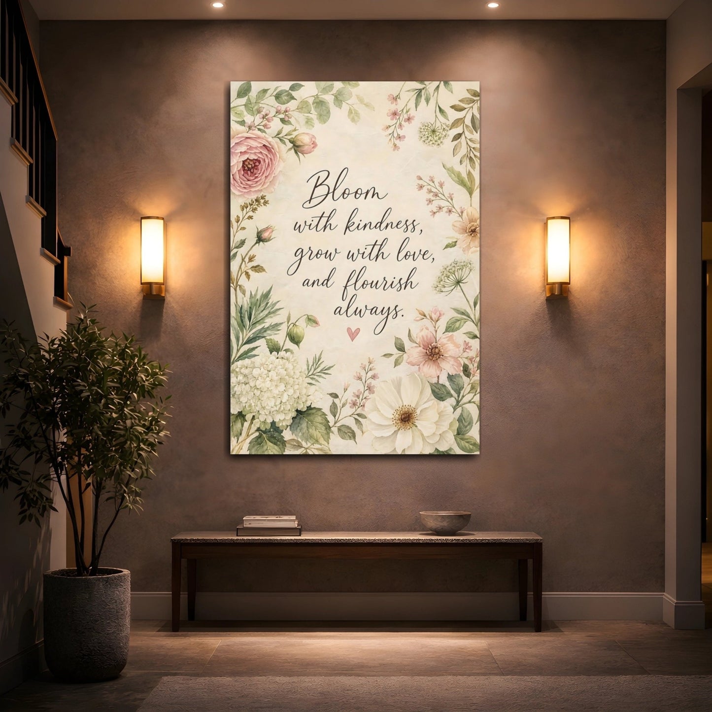 Floral Quote Pastel Canvas Wall Art Print – Living Room Decor, Above Sofa - YesArtYes