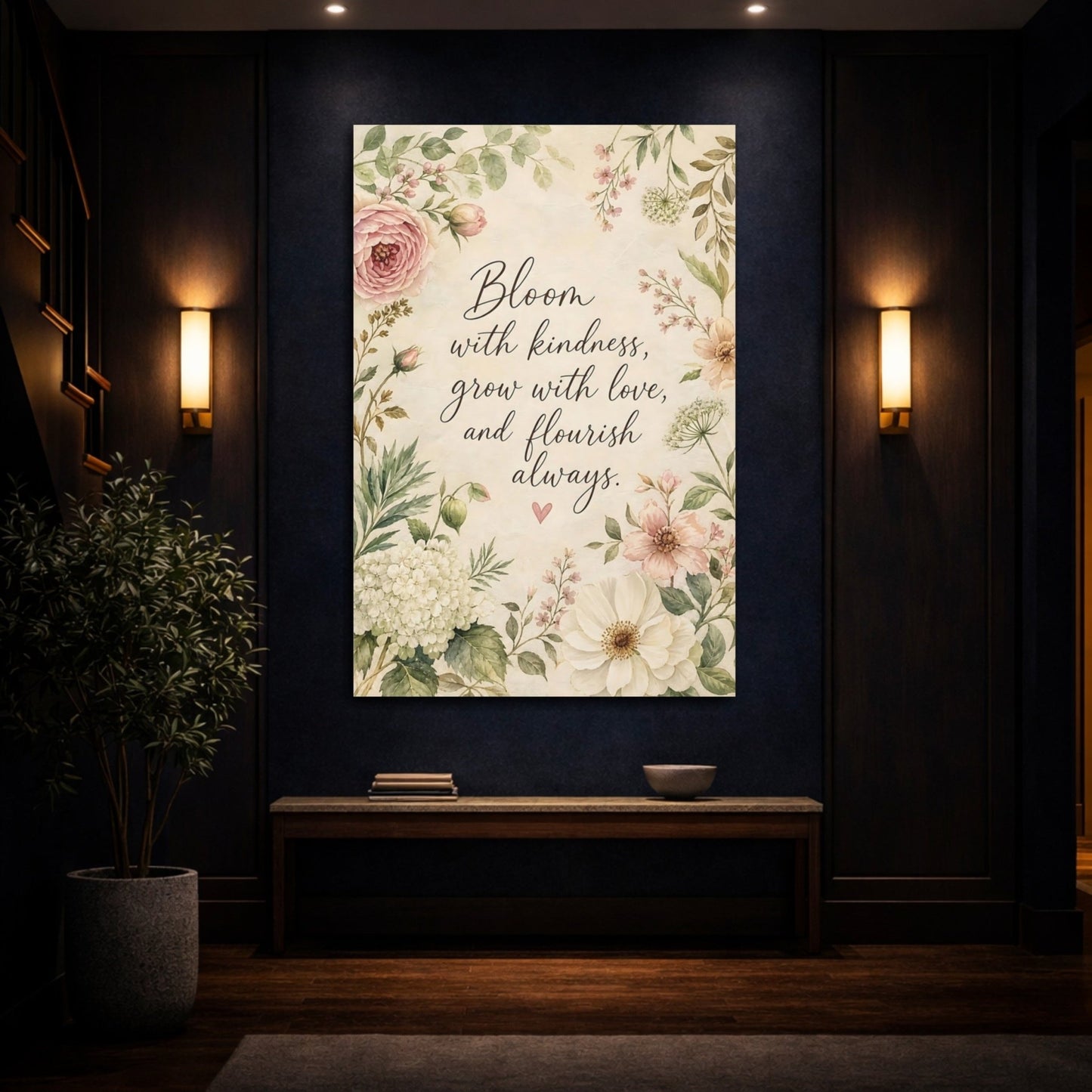 Floral Quote Pastel Canvas Wall Art Print – Living Room Decor, Above Sofa - YesArtYes