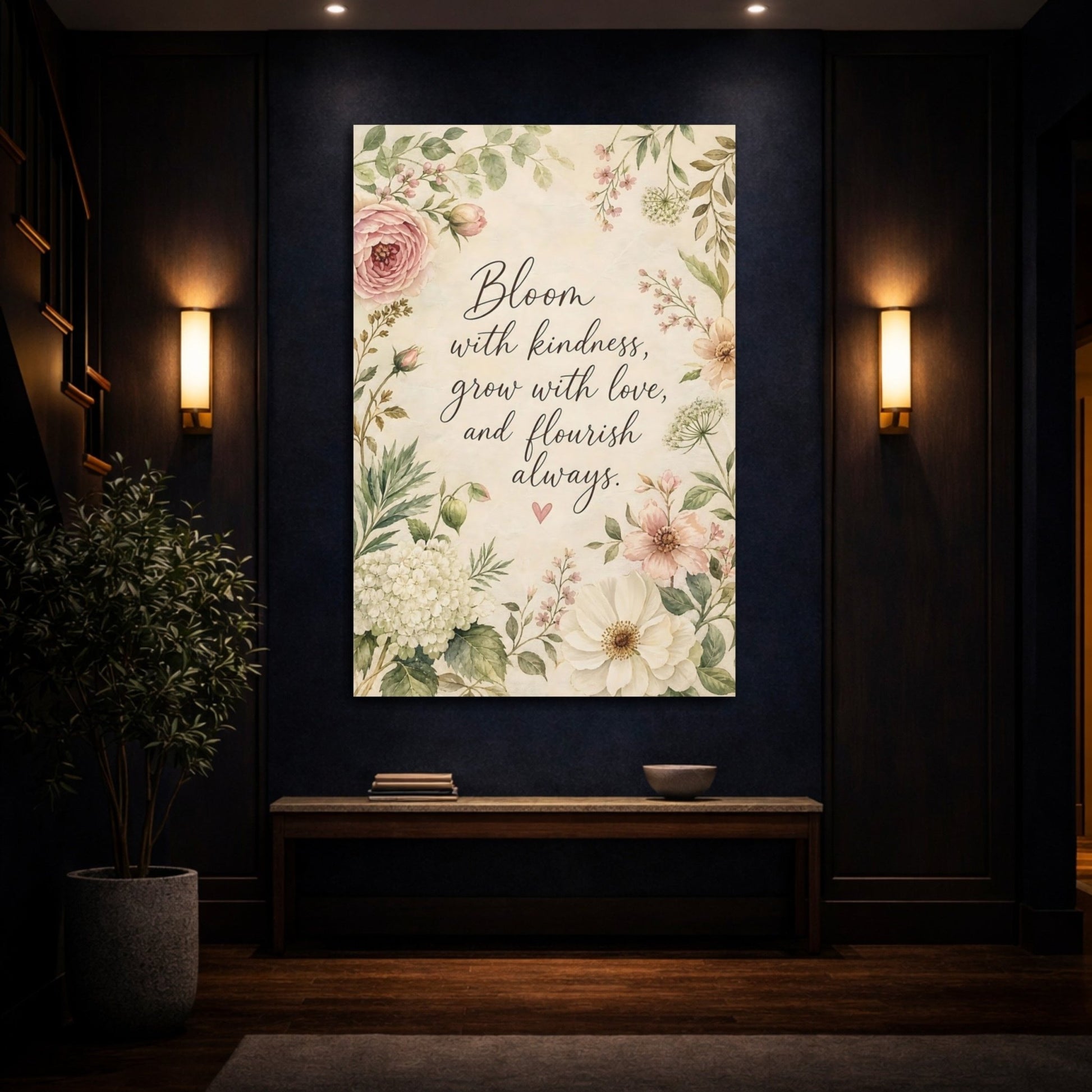 Floral Quote Pastel Canvas Wall Art Print – Living Room Decor, Above Sofa - YesArtYes