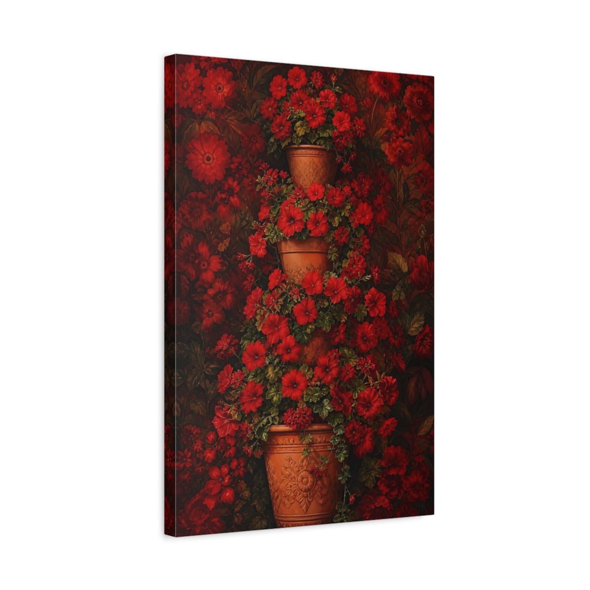 Floral Red Flowers Canvas Print – Living Room, Above Console Table - YesArtYes