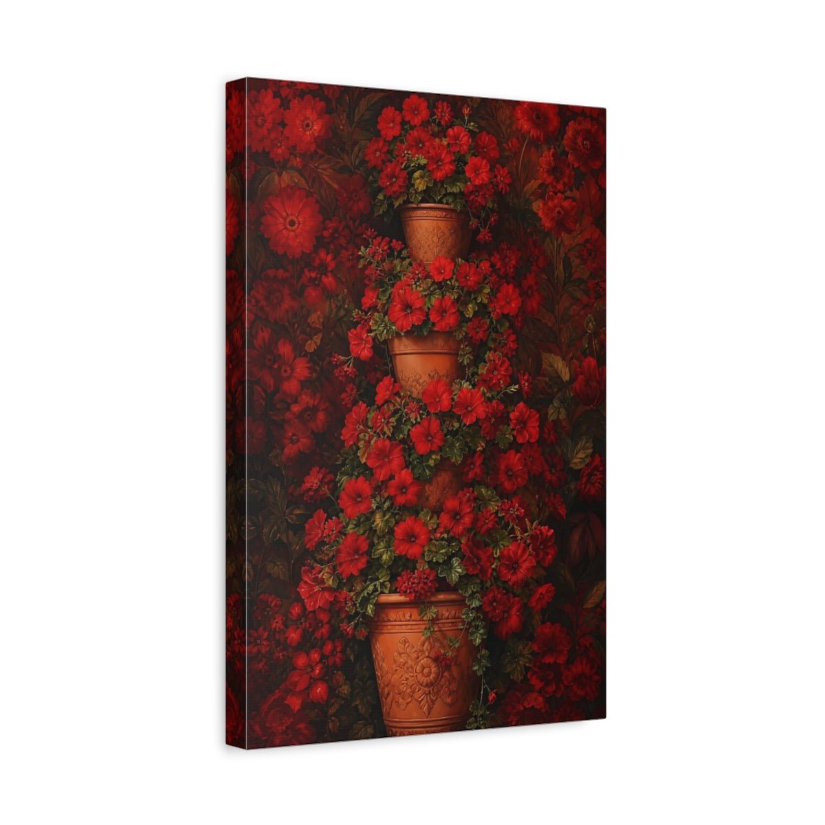 Floral Red Flowers Canvas Print – Living Room, Above Console Table - YesArtYes