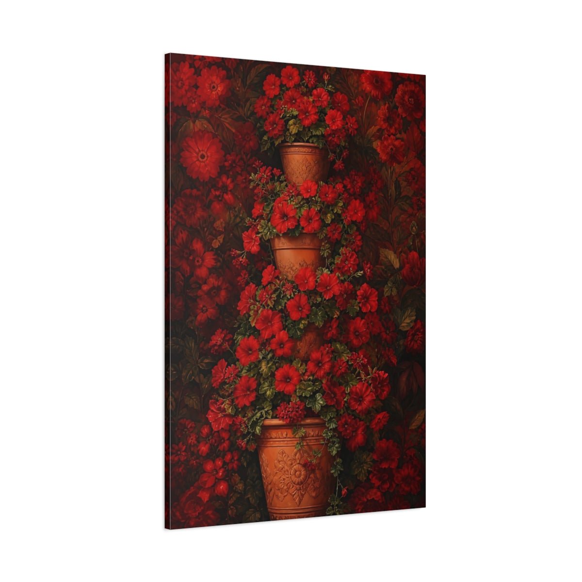 Floral Red Flowers Canvas Print – Living Room, Above Console Table - YesArtYes