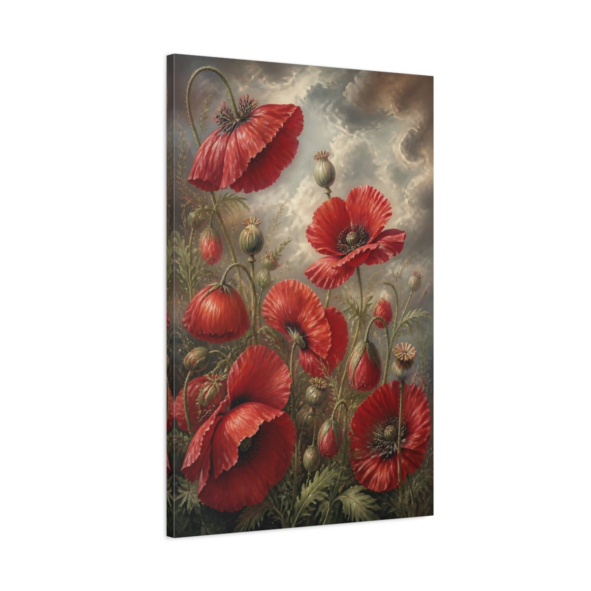 Main Mockup. Floral Red Poppies shown as canvas print