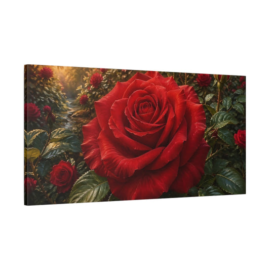 Main Mockup. Floral Red Rose Red Floral shown as stretched canvas wall art