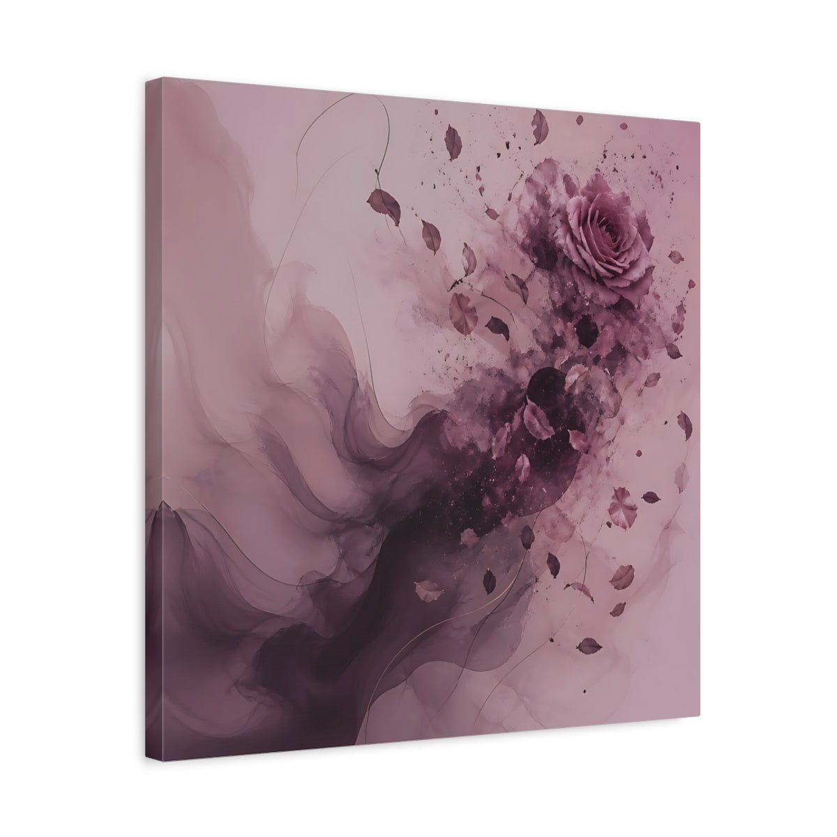 Floral Rose Pink And Mauve Canvas Print Wall Art – Abstract Bedroom, Bed - YesArtYes