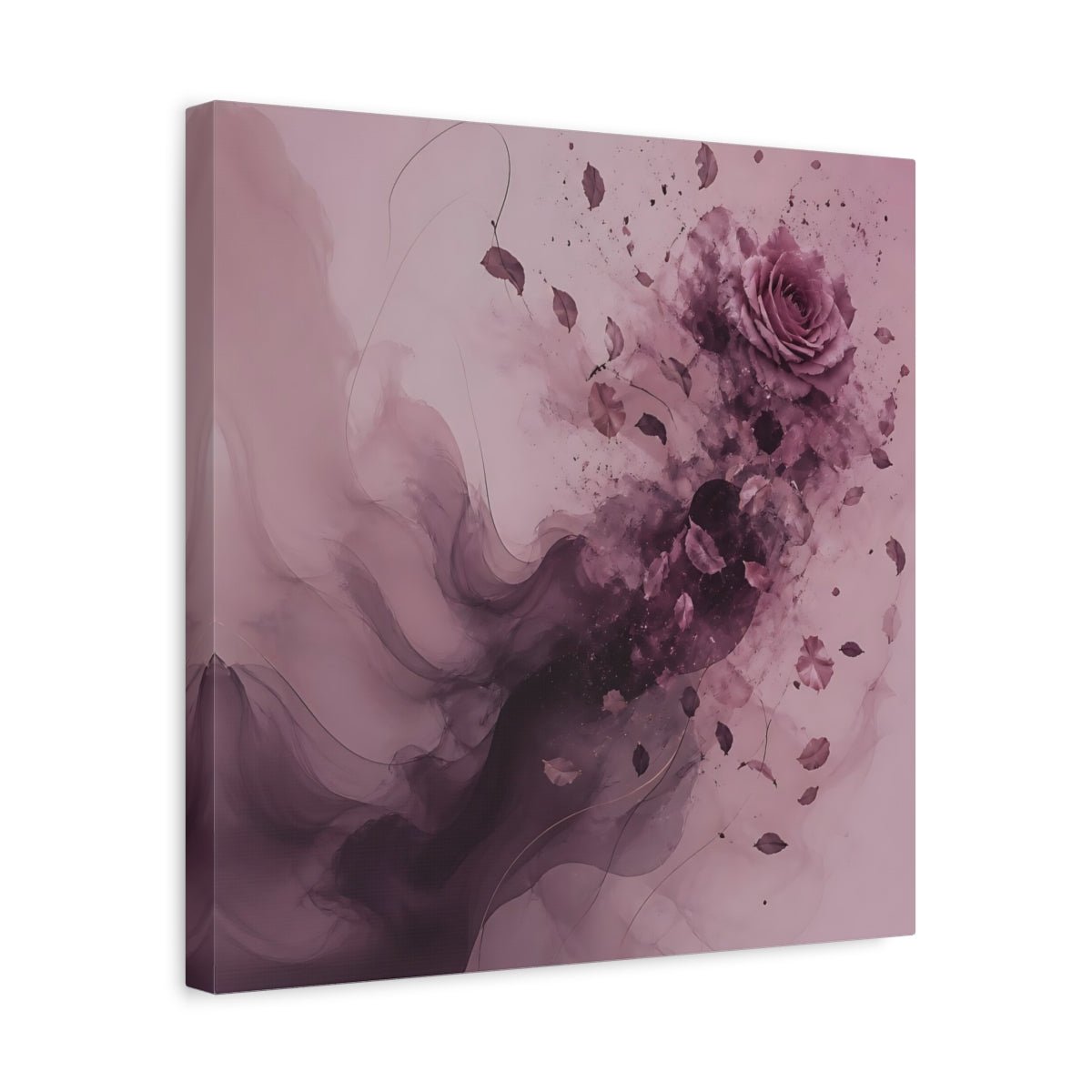 Floral Rose Pink And Mauve Canvas Print Wall Art – Abstract Bedroom, Bed - YesArtYes