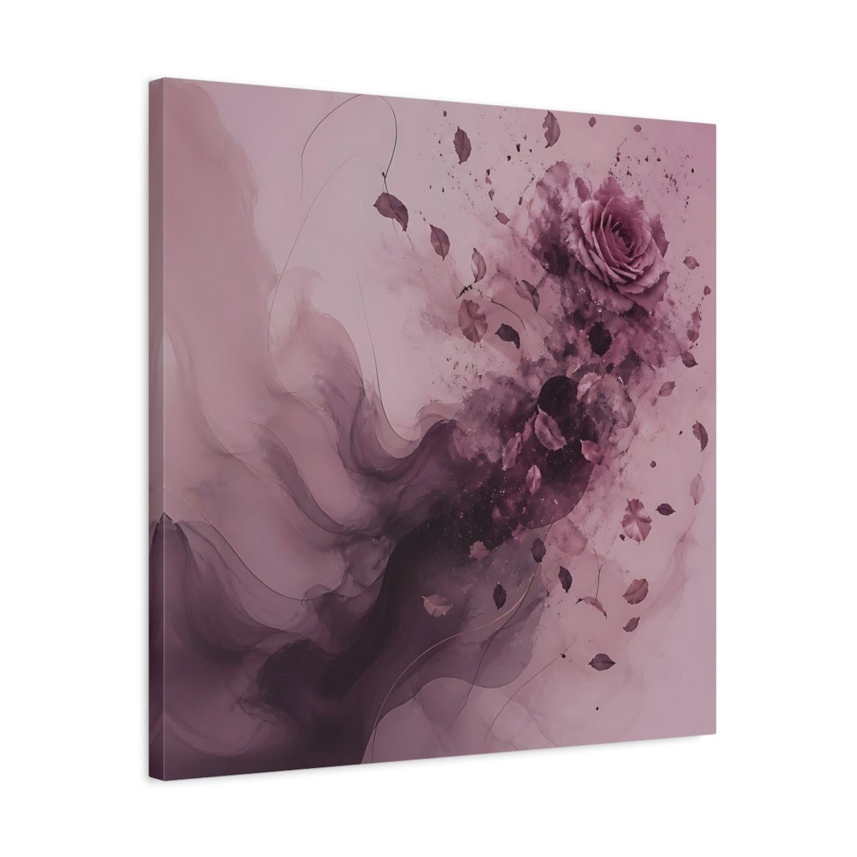 Floral Rose Pink And Mauve Canvas Print Wall Art – Abstract Bedroom, Bed - YesArtYes