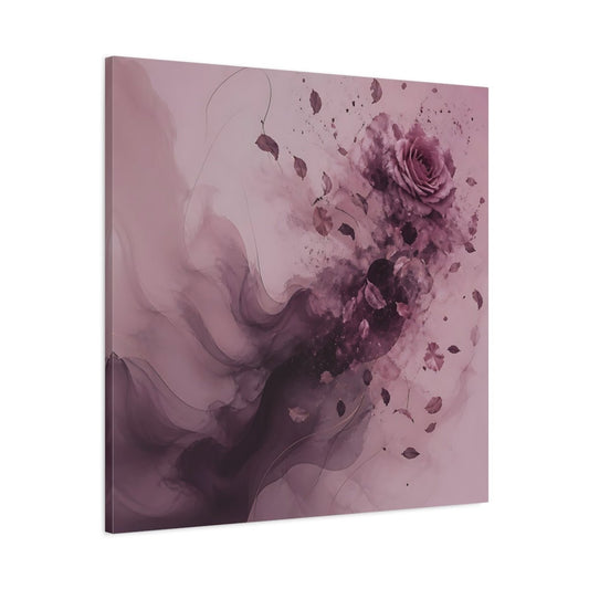 Floral Rose Pink And Mauve Canvas Print Wall Art – Abstract Bedroom, Bed - YesArtYes