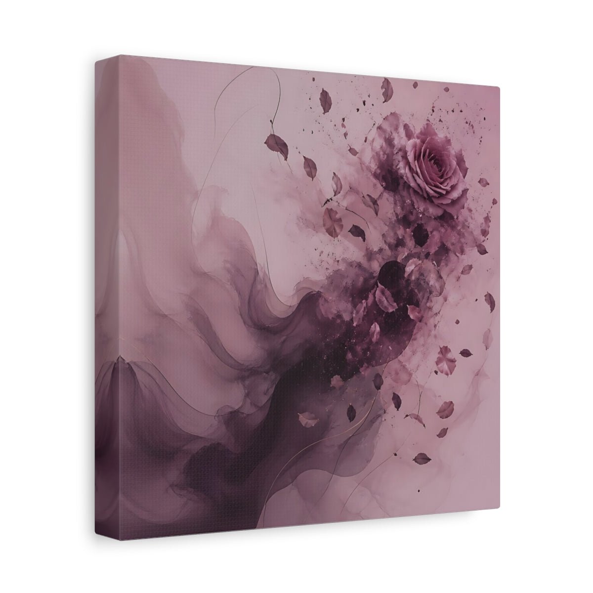 Floral Rose Pink And Mauve Canvas Print Wall Art – Abstract Bedroom, Bed - YesArtYes