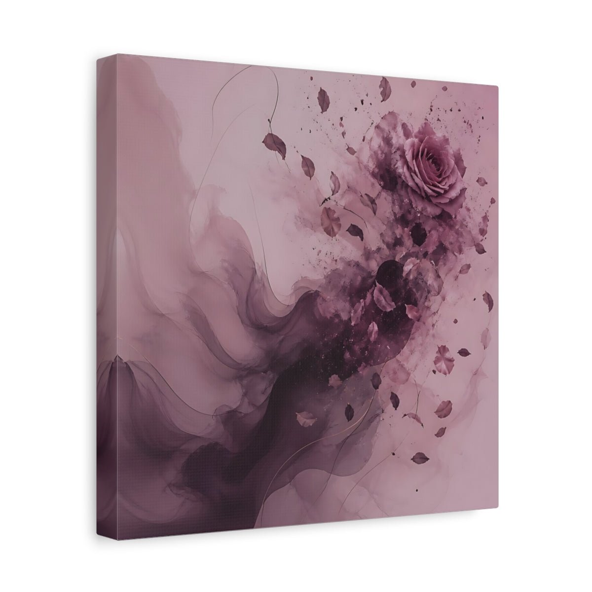 Floral Rose Pink And Mauve Canvas Print Wall Art – Abstract Bedroom, Bed - YesArtYes