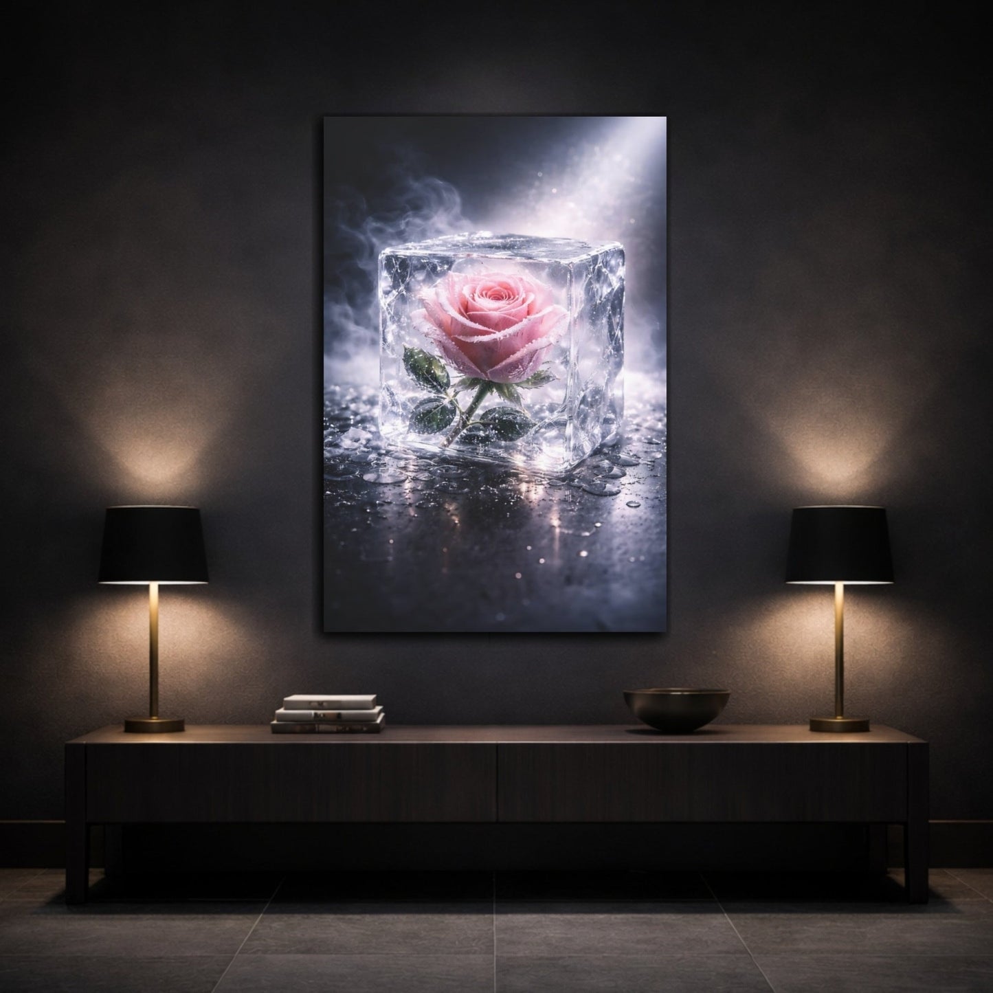 Floral Rose Pink Ice - Canvas Wall Art Print - YesArtYes