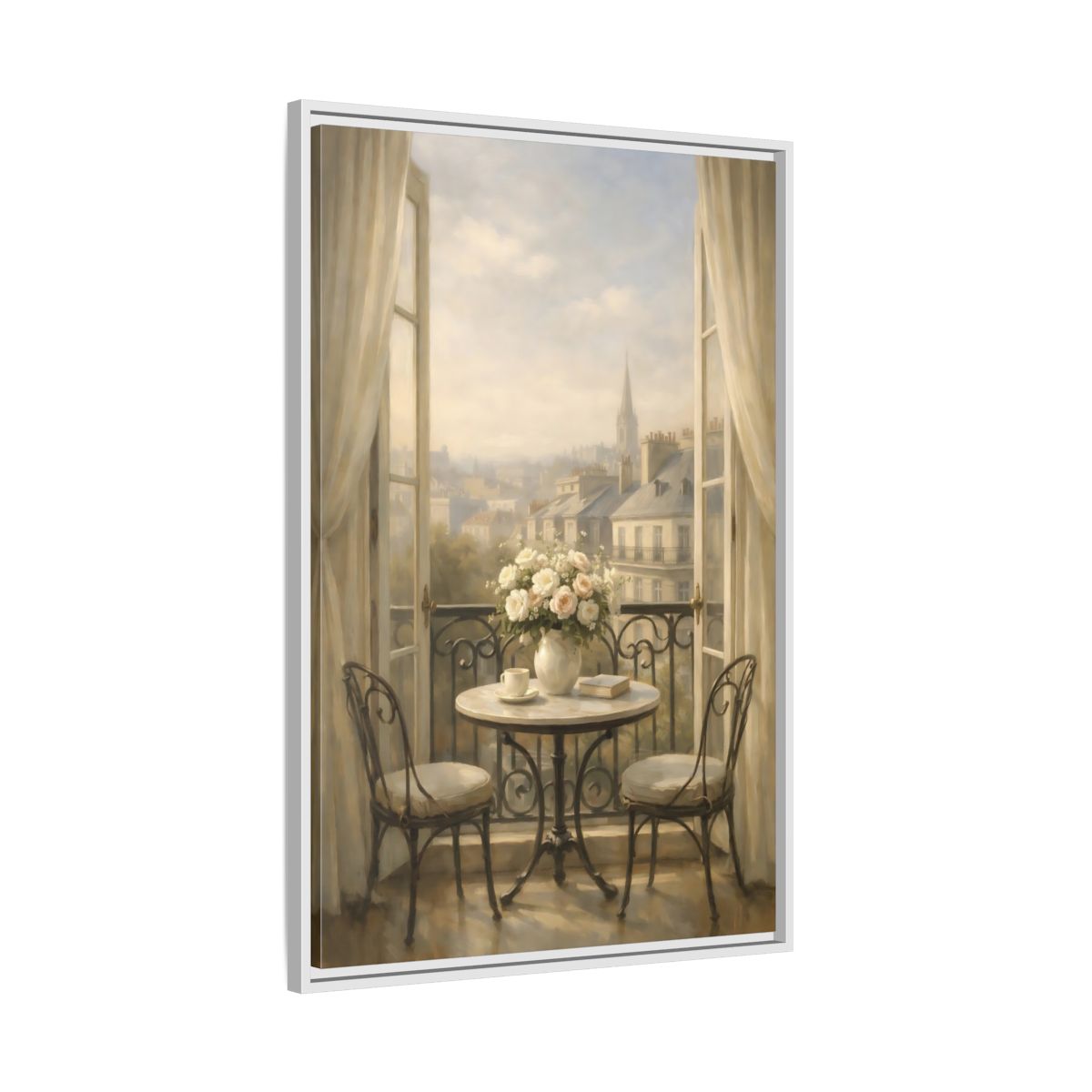 Side Mockup 9. Floral Roses Bouquet Soft Parisian shown as stretched canvas wall art