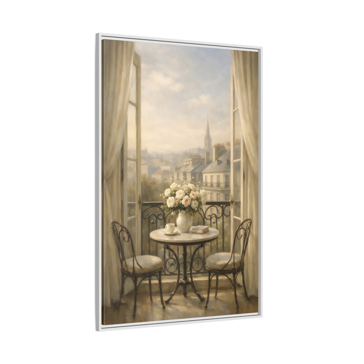 Side Mockup 7. Floral Roses Bouquet Soft Parisian shown as stretched canvas wall art