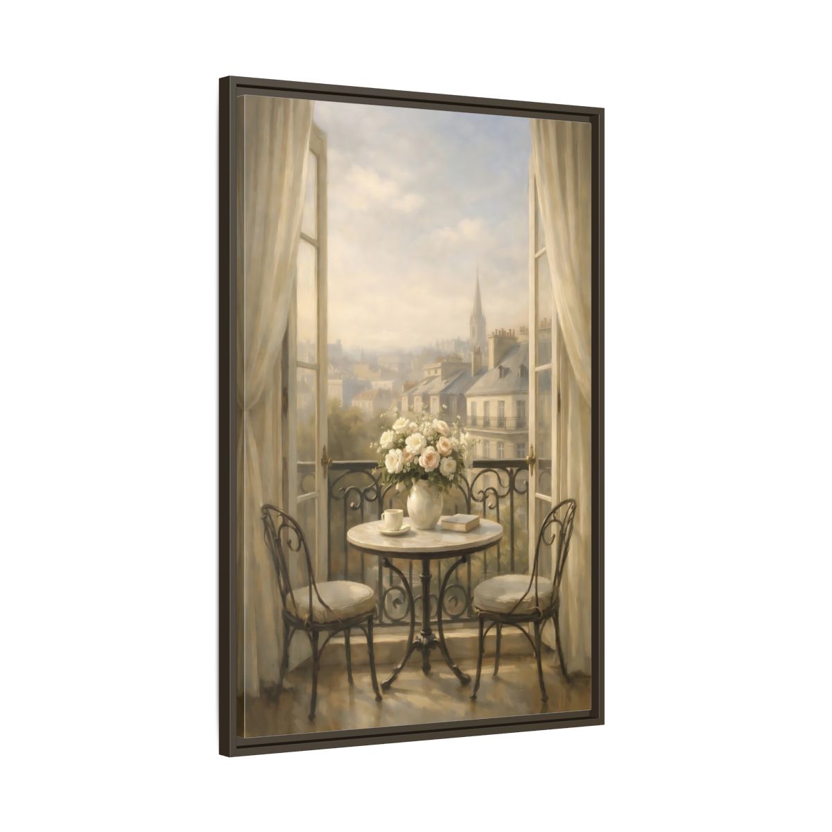 Side Mockup 10. Floral Roses Bouquet Soft Parisian shown as stretched canvas wall art