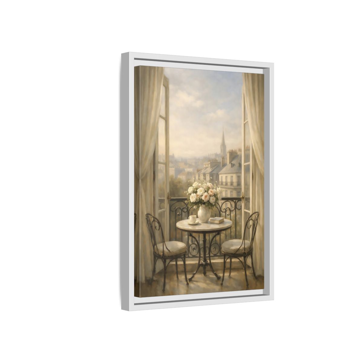Side Mockup 4. Floral Roses Bouquet Soft Parisian shown as stretched canvas wall art